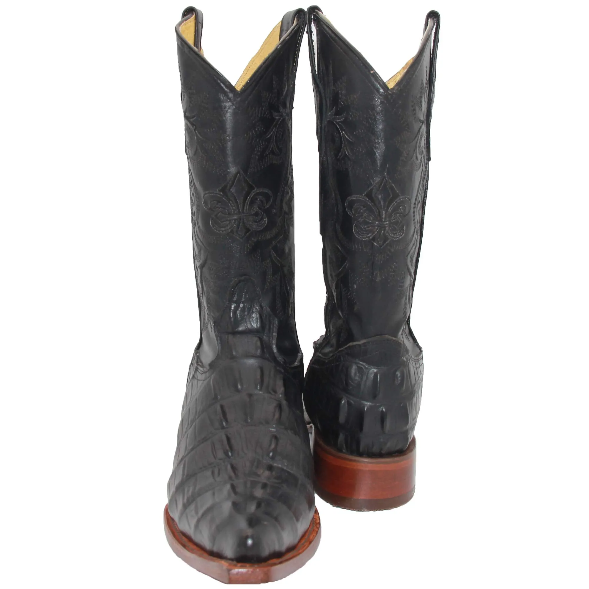 Mens Leather Crocodile Print Snip Toe Cowboy Boot
